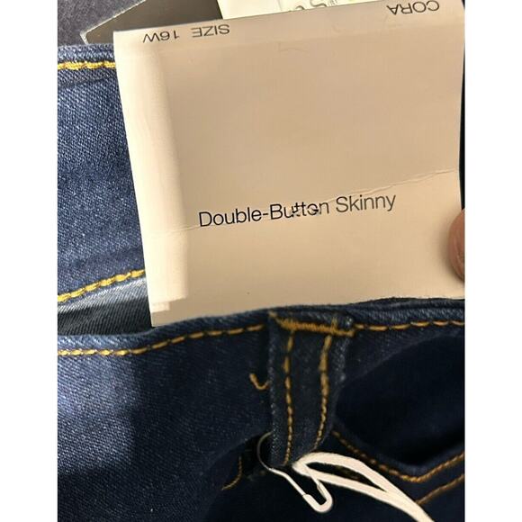 Ellen Tracy Jeans Women's 16W Blue 27" Inseam Fluid Denim Double Button Skinny - Picture 8 of 9